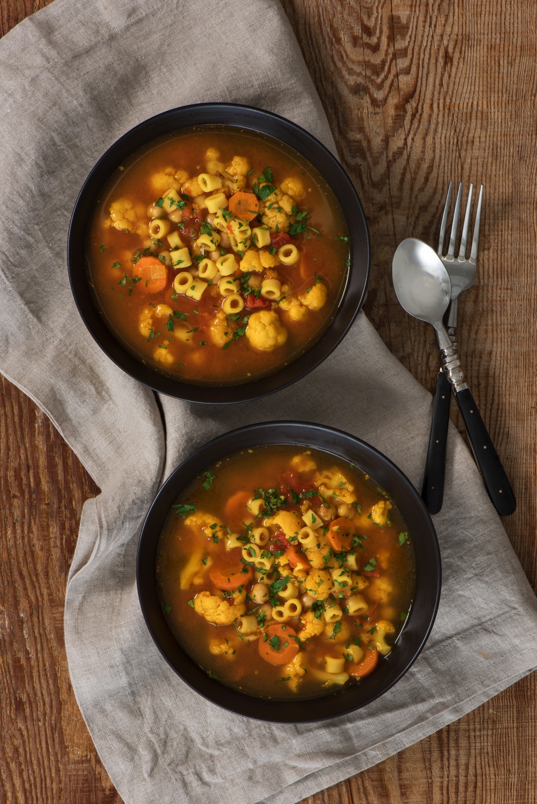 Chickpea and Cauliflower Pasta Soup with Turmeric | Share the Pasta
