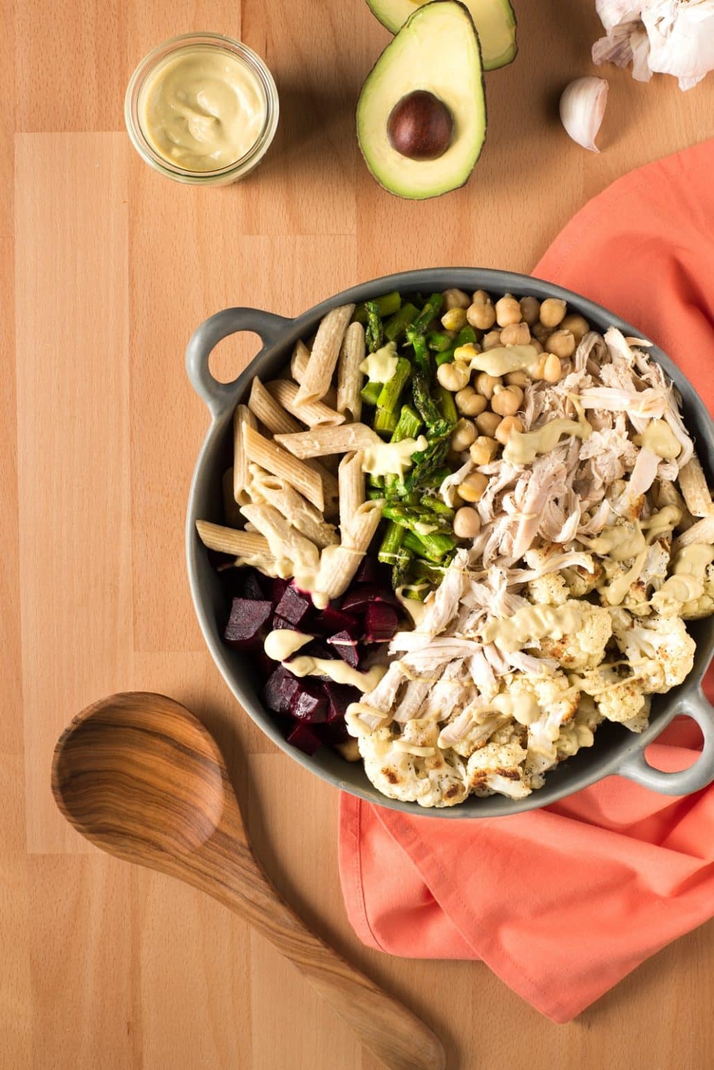 Chicken Pasta Power Bowls with Avocado Dressing Share the Pasta