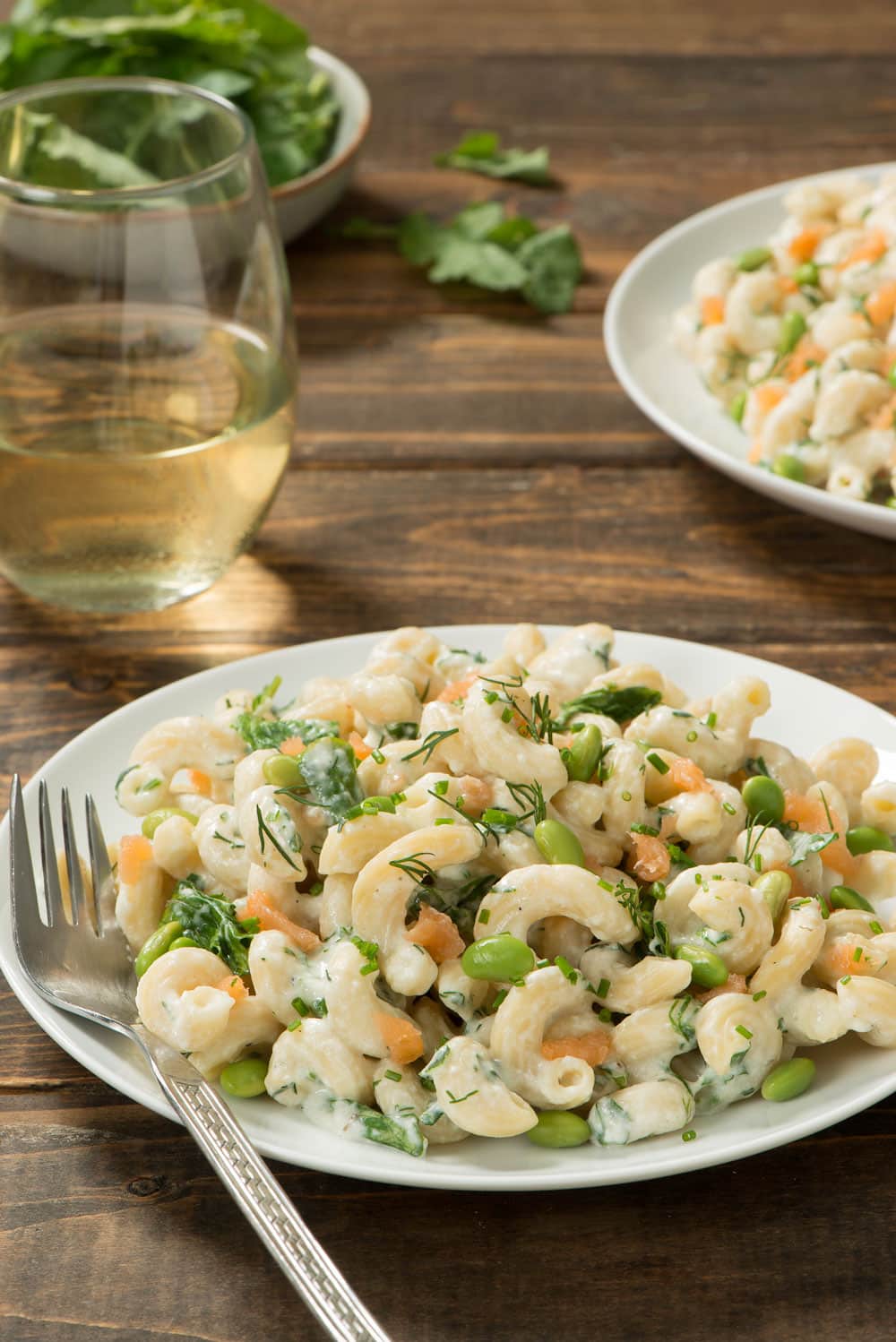 Creamy Salmon and Edamame Cavatappi with Baby Kale | Share the Pasta