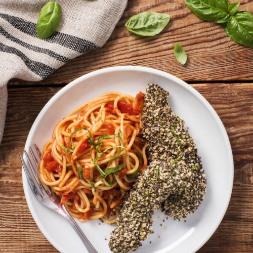 Hemp Heart and Chia Crusted Chicken Parmesan | Share the Pasta